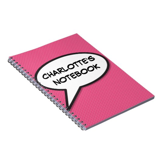 ユーザー名の音声認識バブルおもしろいレトロ漫画ブック ノートブック (右側)