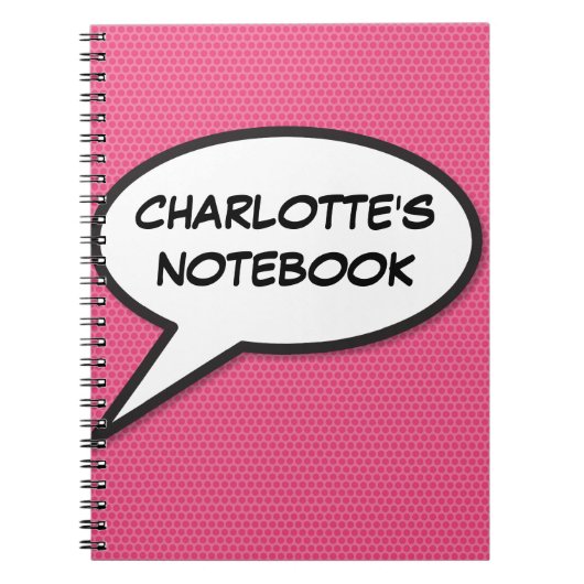 ユーザー名の音声認識バブルおもしろいレトロ漫画ブック ノートブック (正面)