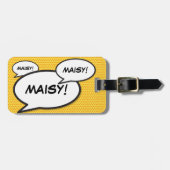 ユーザー名の音声認識バブルおもしろいレトロ漫画ブック ラゲッジタグ (正面横)