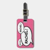 ユーザー名の音声認識バブルおもしろいレトロ漫画ブック ラゲッジタグ (正面縦)