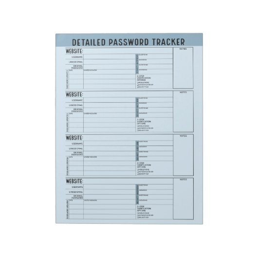 ユーザー名を使用した基本的なパスワードトラッカー ノートパッド (回転)