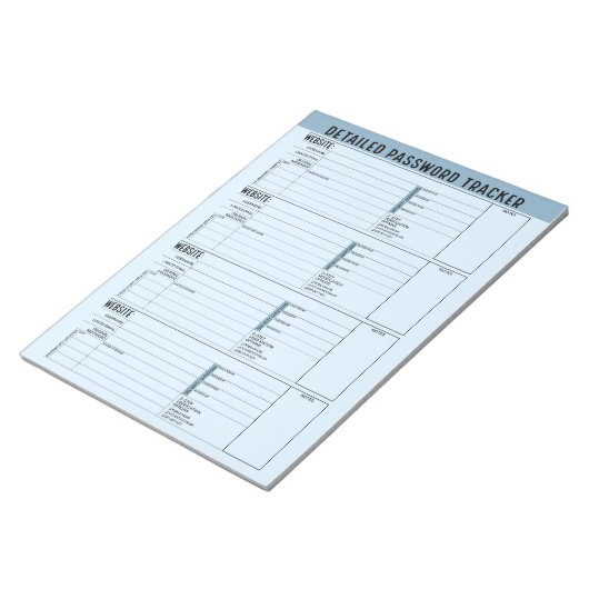 ユーザー名を使用した基本的なパスワードトラッカー ノートパッド (アングル)