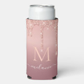 ユーザー名文字クーラーボックスバラ金ゴールド赤面グリッター スリム缶クーラー (Seltzer正面)