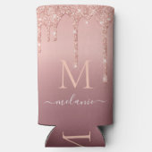 ユーザー名文字クーラーボックスバラ金ゴールド赤面グリッター スリム缶クーラー (裏面)