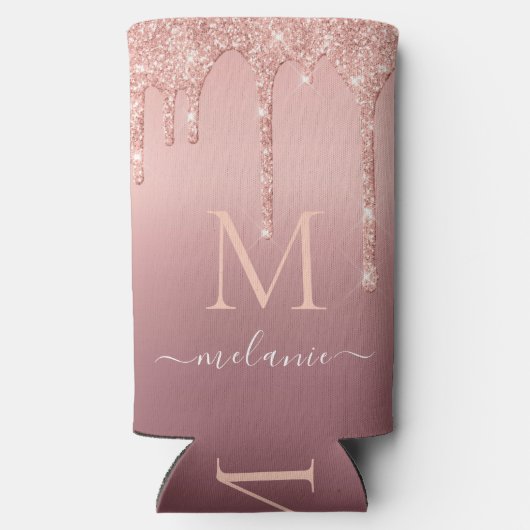 ユーザー名文字クーラーボックスバラ金ゴールド赤面グリッター スリム缶クーラー (裏面)