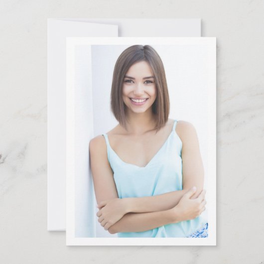 ユーシンプルカエレガントリ葉の卒業写真 サンキューカード (裏面)