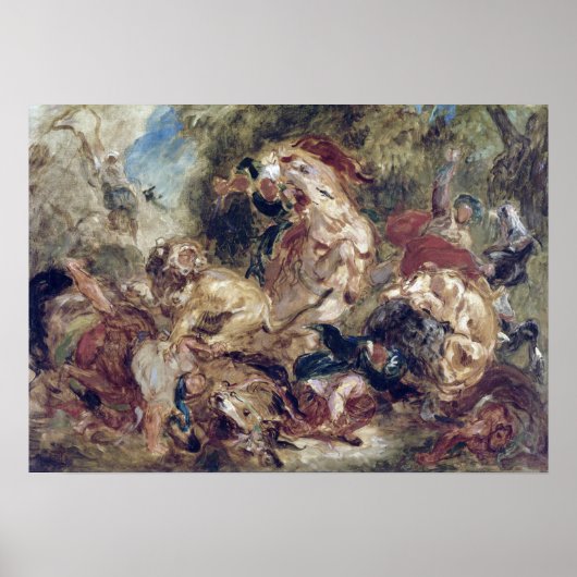 ユージェーヌデラクロワジライオン狩り ポスター (正面)