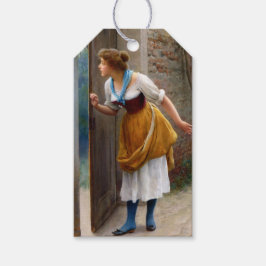 ユージン・ド・ブラー( Eugene de Blaas)による「盗み聞きする女性」 ギフトタグ