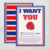 ユージン 4th of July パーティーに来て！ 招待状 (正面/裏面)