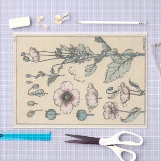 ユージーングラスアセットのボタニーシリーズ、ポピー 薄葉紙 (クラフト)