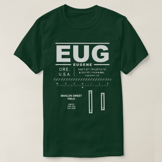 ユージーンモーロンスイートフィールド空港EUG Tシャツ (デザイン正面)