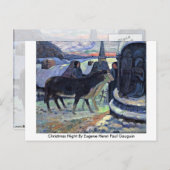 ユージーン・アンリ・ポール・ゴーギャンによるクリスマスナイト シーズンポストカード (正面/裏面)