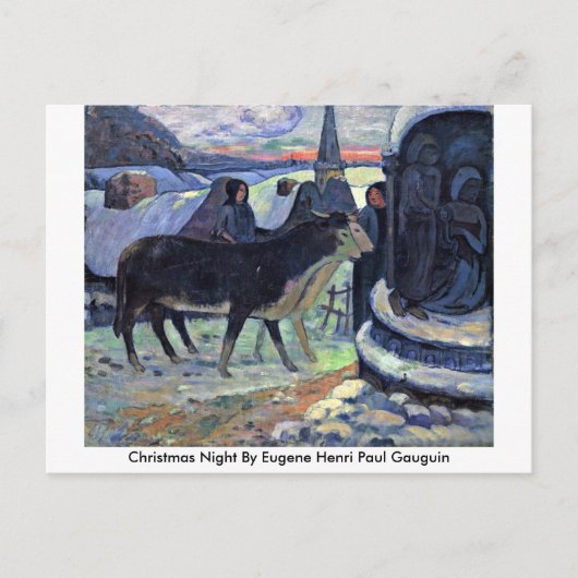 ユージーン・アンリ・ポール・ゴーギャンによるクリスマスナイト シーズンポストカード (正面)