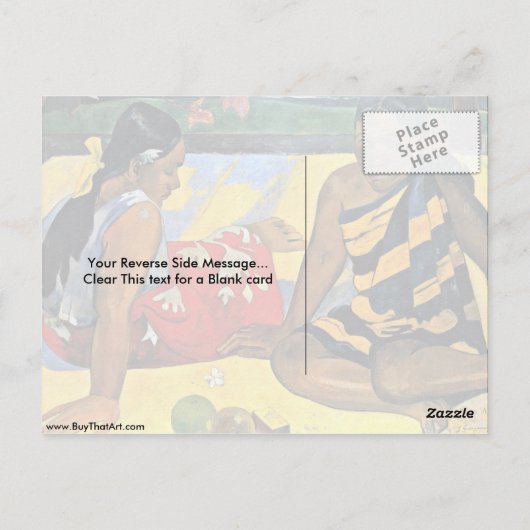 ユージーン・アンリ・ポール・ゴーギンによるタヒチの二人の女性 ポストカード (裏面)