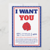 ユージーン・シェーファーの「I Want You」ポスターにインスパイアされた、楽しい4th of  招待状 (正面)