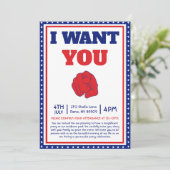 ユージーン・シェーファーの「I Want You」ポスターにインスパイアされた、楽しい4th of 招待状 (スタンド正面)