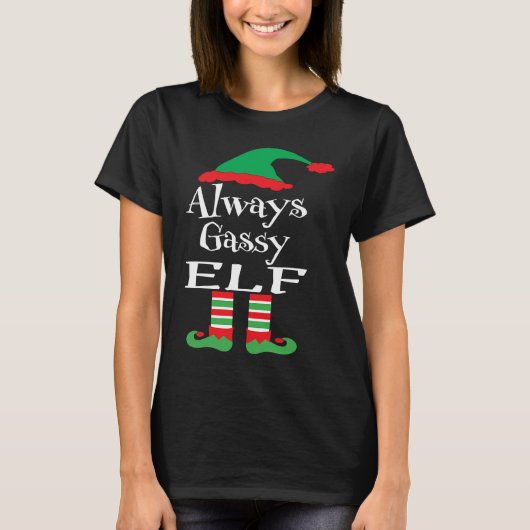 ユースは常にガスを出すエルフ ファミリー クリスマスマッチング Tシャツ (正面)