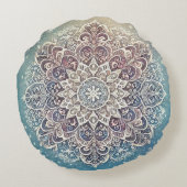 ユースエレガントのスノーフレーク霜の降りた曼荼羅 ラウンドクッション (裏面)