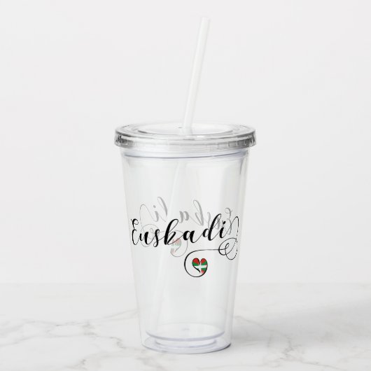 ユースカディバスク州旗ハート アクリルタンブラー (裏面)