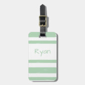 ユースキャパーソナライズされたンプグリーンストライプ ラゲッジタグ (正面縦)