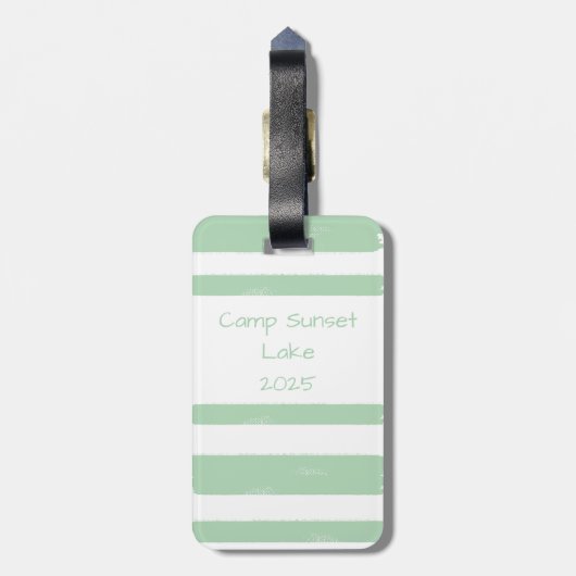 ユースキャパーソナライズされたンプグリーンストライプ ラゲッジタグ (裏面縦)