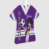 ユースサッカーかわいい女の子 |紫 オーナメント (正面)