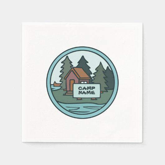 ユースサマーキャンプ島キャビンカスタムと看板 スタンダードカクテルナプキン (正面)