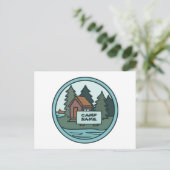 ユースサマーキャンプ島キャビンカスタムと看板 ポストカード (スタンド正面)