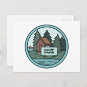 ユースサマーキャンプ島キャビンカスタムと看板 ポストカード (正面/裏面)