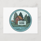 ユースサマーキャンプ島キャビンカスタムと看板 ポストカード (正面)