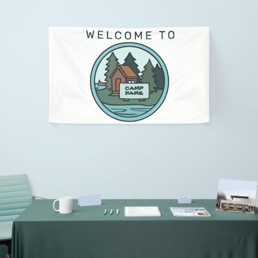 ユースサマーキャンプ島キャビンカスタムと看板 横断幕 (トレードショー)