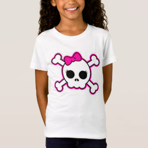 ユースシャツブラックアンドピンクスカル Tシャツ