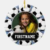 ユースチームオーナメント選手のサッカー写真 セラミックオーナメント (裏面)