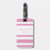 ユースパーソナライズされたキャンプピンクストライプ ラゲッジタグ (裏面縦)