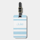 ユースパーソナライズされたキャンプブルーストライプ ラゲッジタグ (正面縦)