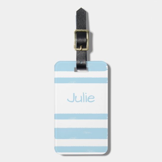ユースパーソナライズされたキャンプブルーストライプ ラゲッジタグ (正面縦)