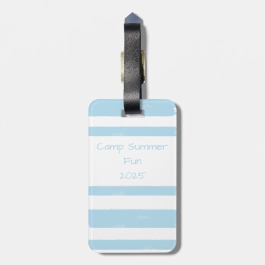 ユースパーソナライズされたキャンプブルーストライプ ラゲッジタグ (裏面縦)