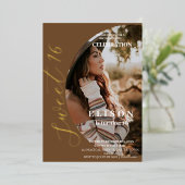 ユースモダン2フォトスクリプト甘い16テラコッタ 箔招待状 (立ち正面)