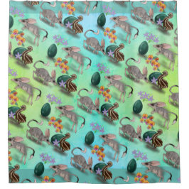 ユースラーリア・イースター・ビルビーとEmu&Egg シャワーカーテン