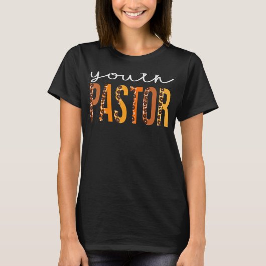 ユース牧師ヒョウ分隊かわいい秋秋感謝してい Tシャツ (正面)
