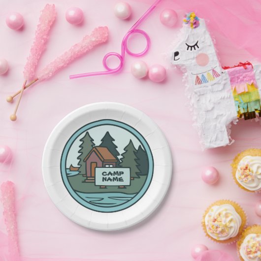 ユース·サマー·キャンプ·アイランド·キャビン(カスタム表示) ペーパープレート (パーティー)