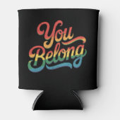 ユーズオンズレズビアンゲイLGBTQプライドアリーレインボー 缶クーラー (正面)