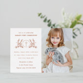 ユーチャリスト第一聖体拝領写真バラ金ゴールド 箔招待状 (立ち正面)