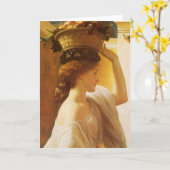 ユーチャリス – レイトンの果実のバスケットを持つ女の子 カード (黄色い花)