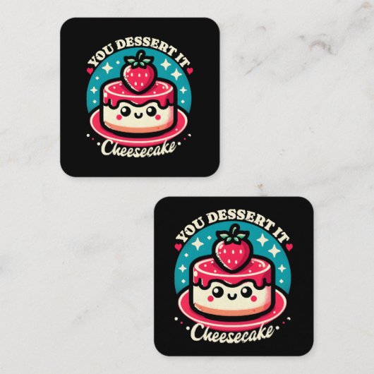 ユーデザートイット – Cheesecakeかわいい スクエア名刺 (正面/裏面)