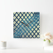 ユートぼやけの絡み合うように見えるシアンの灰色 スクエア壁時計 (ホーム)