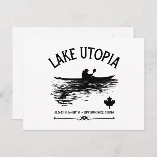 ユートピア湖ニューブランズウィックカナダレイクス – カヤーカー シーズンポストカード (正面/裏面)