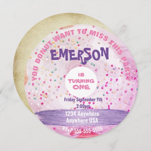 ユードーナツは、ドーナ恋しく思ツのパーティー、甘さを求めている 招待状 (正面/裏面)