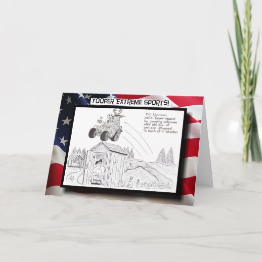ユーパーエクストリームスポーツ！Outhouseジャンプグリーティングカード カード (正面)