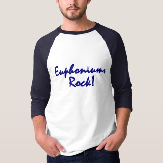ユーフォニアムのロックの青いレタリング Tシャツ (正面)